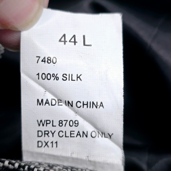 Vintage Dockers Silk Blazer Mens Size 44L Sport Coat Herringbone Two Button Gray - Picture 5 of 13